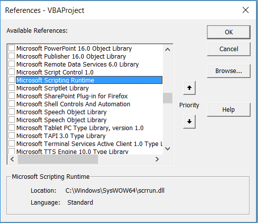 Excel Vba Microsoft Scripting Runtime